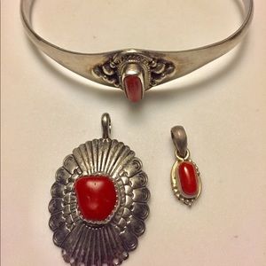 Three 925 stamped silver  set.